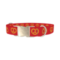 Red Pretzel Dog Collar - metal silver