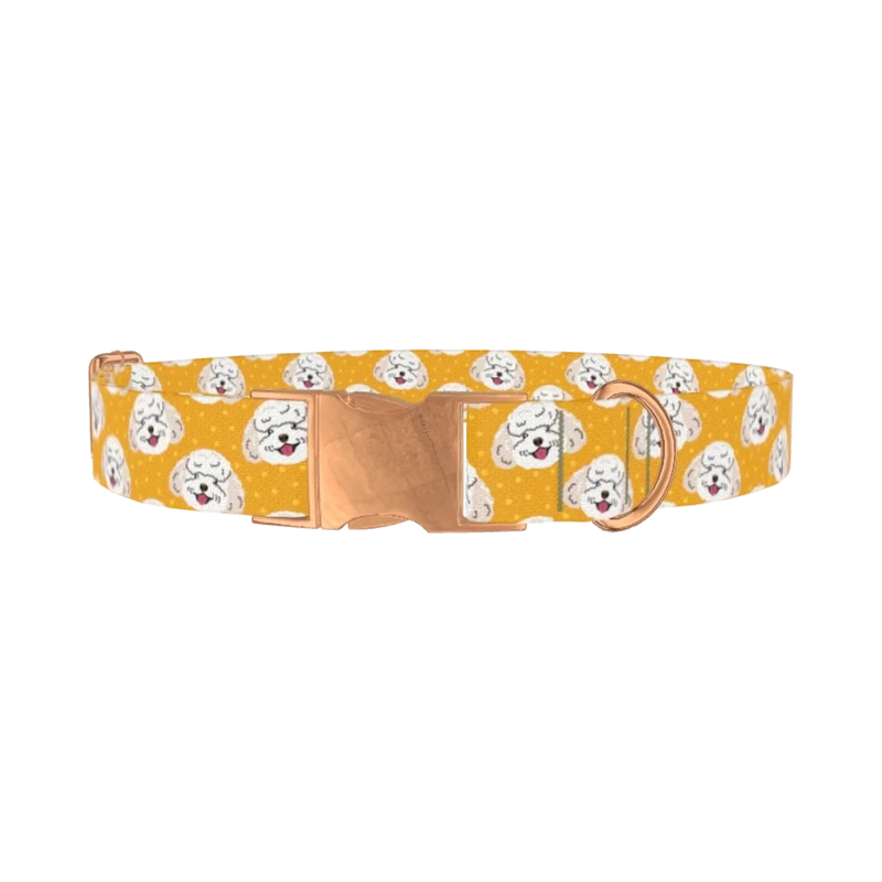 Toy Poodle Pattern Dog Collar - metal rose gold