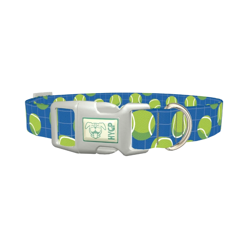 Tennis Ball Pattern Dog Collar - plastic silver