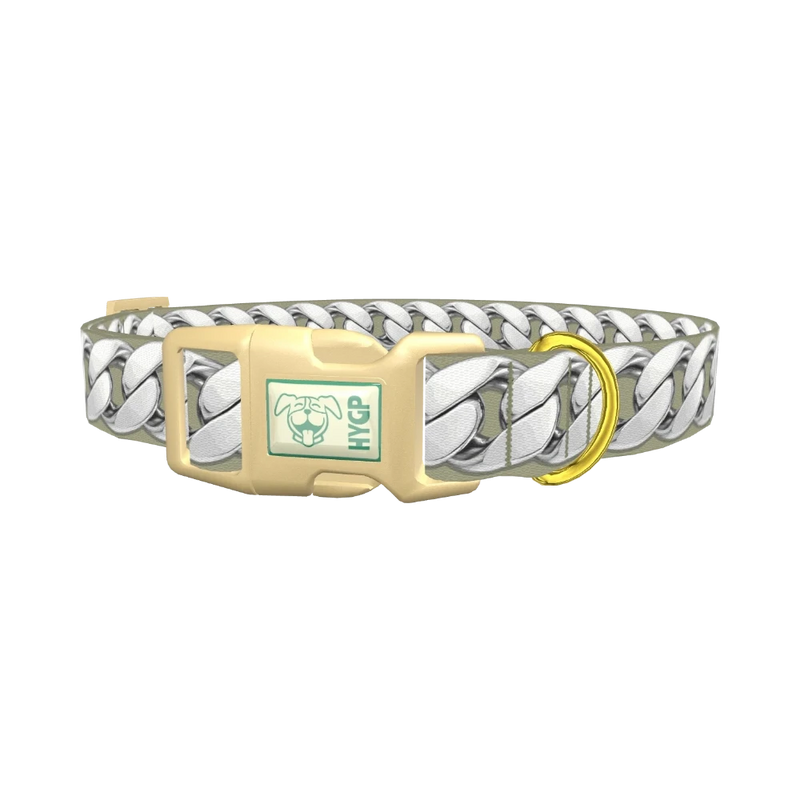 Silver Chain Design Dog Collar - plastic gold