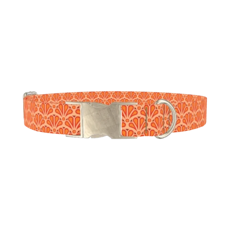 Geometric Floral Dog Collar - metal silver