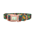 Teal Autumn Foliage Dog Collar - plastic rose gold