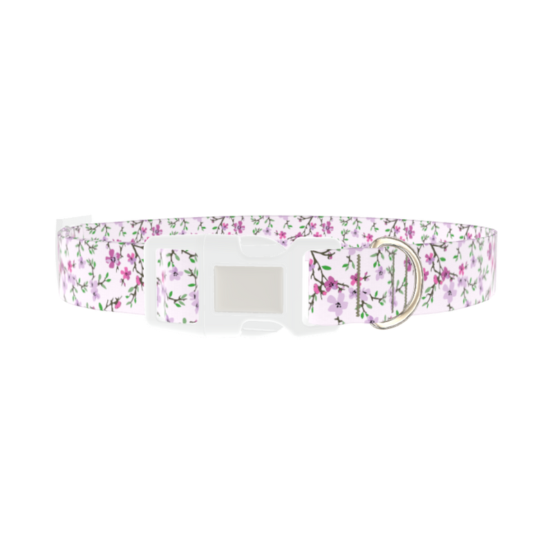 Cherry Blossom Dog Collar - plastic silver