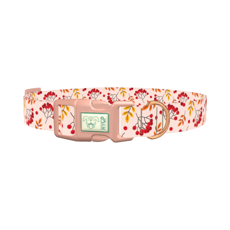 Autumn Rowanberry Dog Collar - plastic rose gold