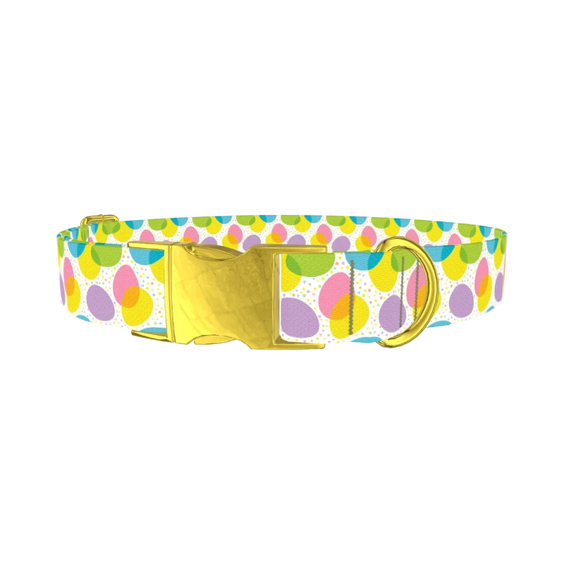 Colorful Easter Egg Pattern Dog Collar - metal gold