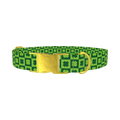 Checkered Clover Dog Collar - metal gold
