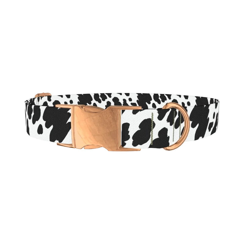 Cow Pattern Dog Collar - metal rose gold