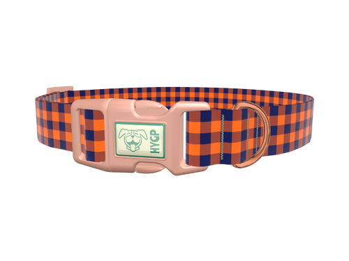 Plaid Orange Dog Collar