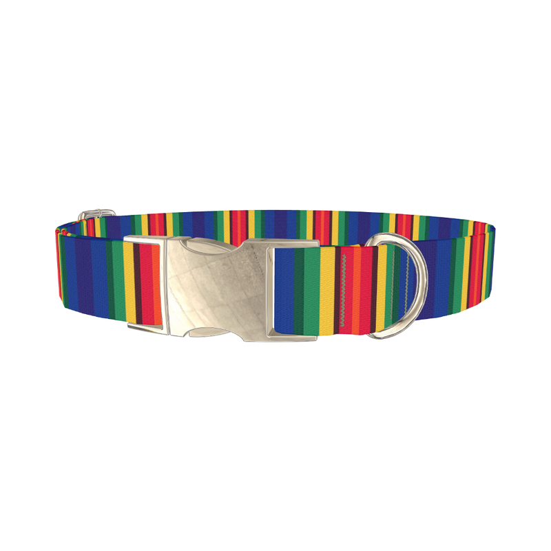 Bright Striped Dog Collar - metal silver