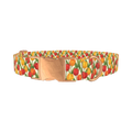 Red Yellow Tulip Pattern Dog Collar - metal rose gold