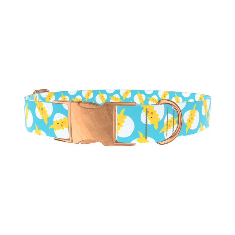 Easter Chick Dog Collar - metal rose gold