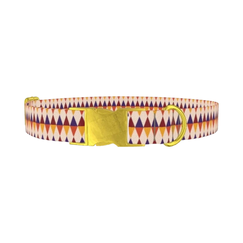 Geometric Rhombus Dog Collar - metal gold