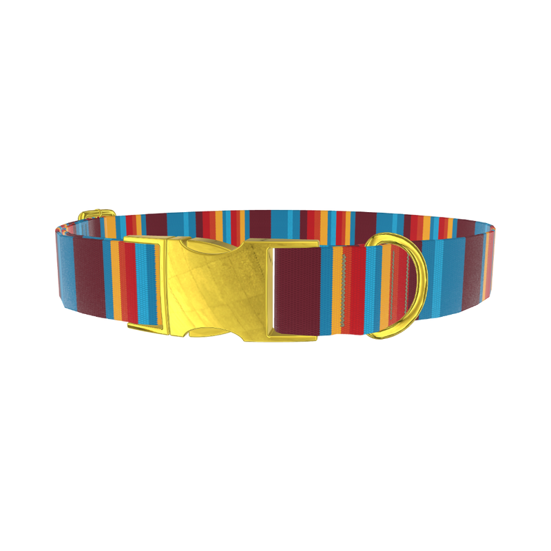 Colorful Stripe Dog Collar - metal rose gold