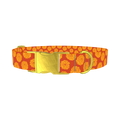 Orange Marigold Pattern Dog Collar - metal gold