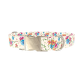 Colorful Floral Bouquet Dog Collar - metal silver