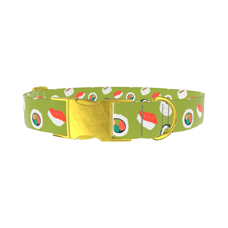 Sushi Pattern Dog Collar - metal gold
