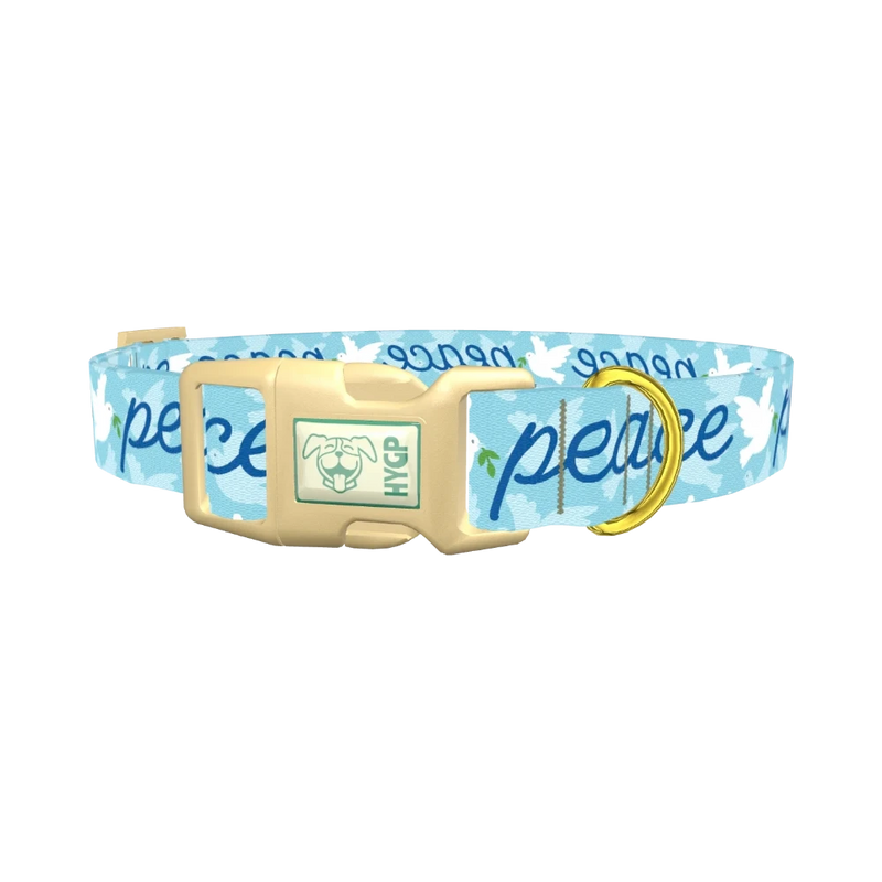 Peace Dove Dog Collar - plastic gold