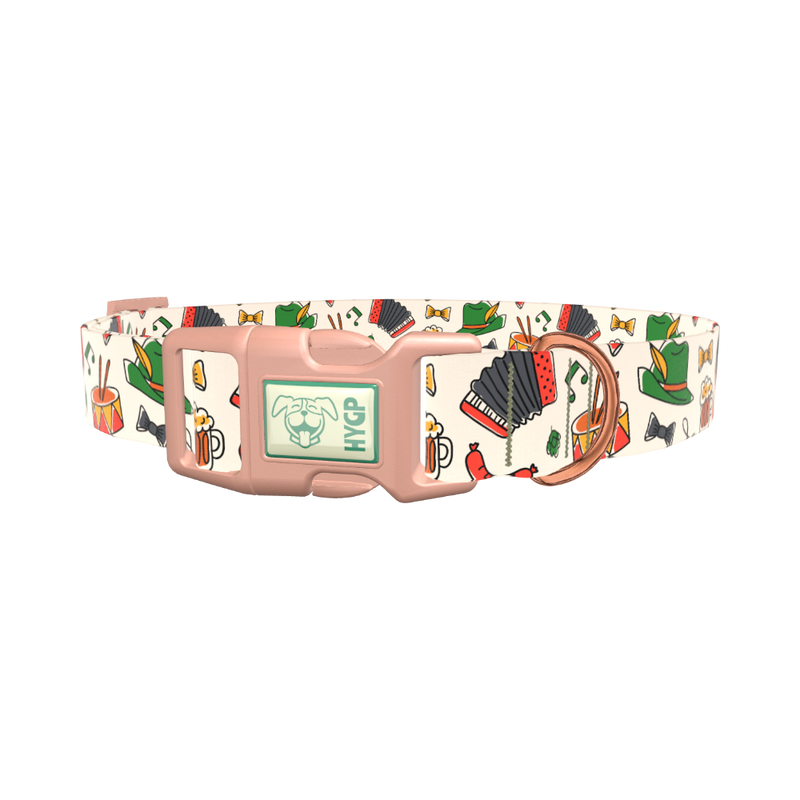 Oktoberfest Music Dog Collar - plastic gold