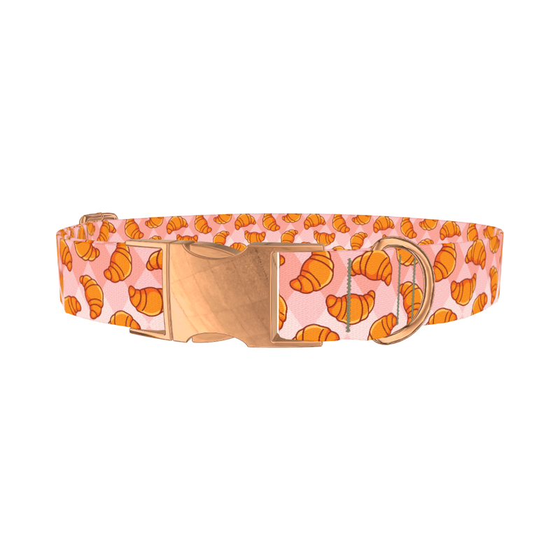 Croissant Pattern Dog Collar - metal rose gold
