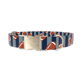 Football Stripes Dog Collar - metal silver