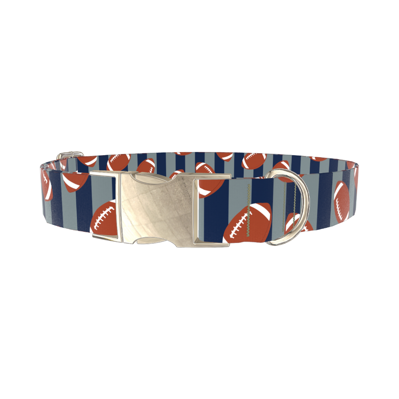 Football Stripes Dog Collar - metal silver