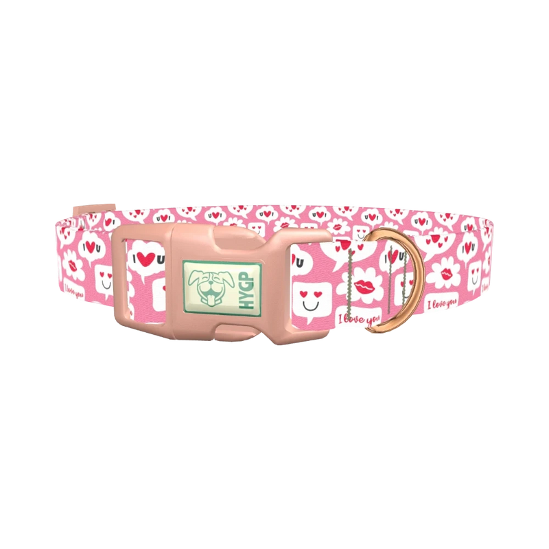 Love Speech Bubble Dog Collar - plastic rose gold