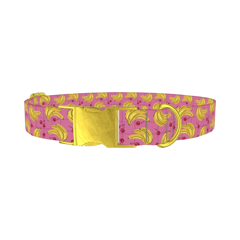 Banana Cherry Dog Collar - metal gold