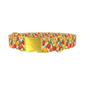 Red Yellow Tulip Pattern Dog Collar - metal gold