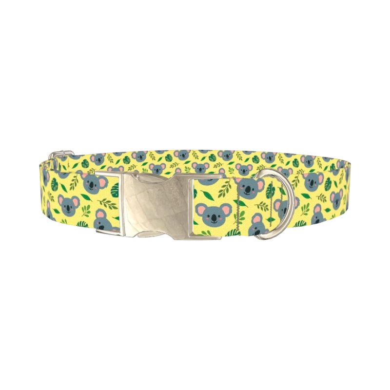 Koala Jungle Dog Collar - metal silver