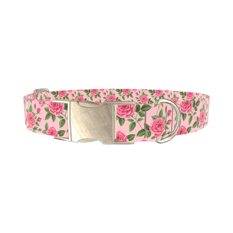 Floral Rose Dog Collar - metal gold