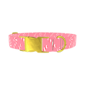 Pink Candy Cane Dog Collar - metal rose gold