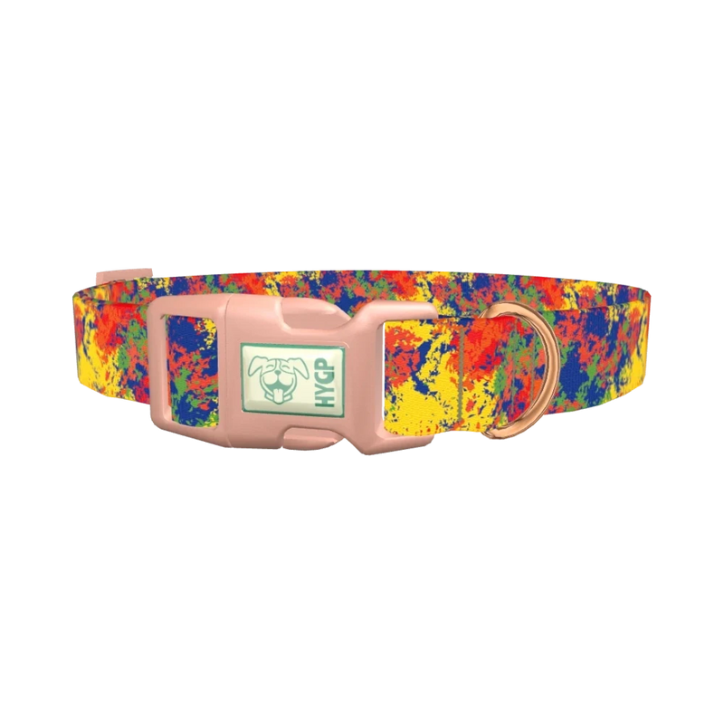 Colorful Paint Splatter Dog Collar - plastic rose gold