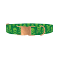 Green Skull Pattern Dog Collar - metal rose gold