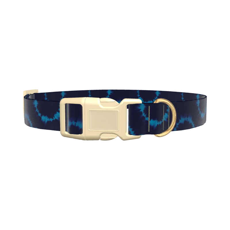 Tie Dye Circle Dog Collar - plastic silver