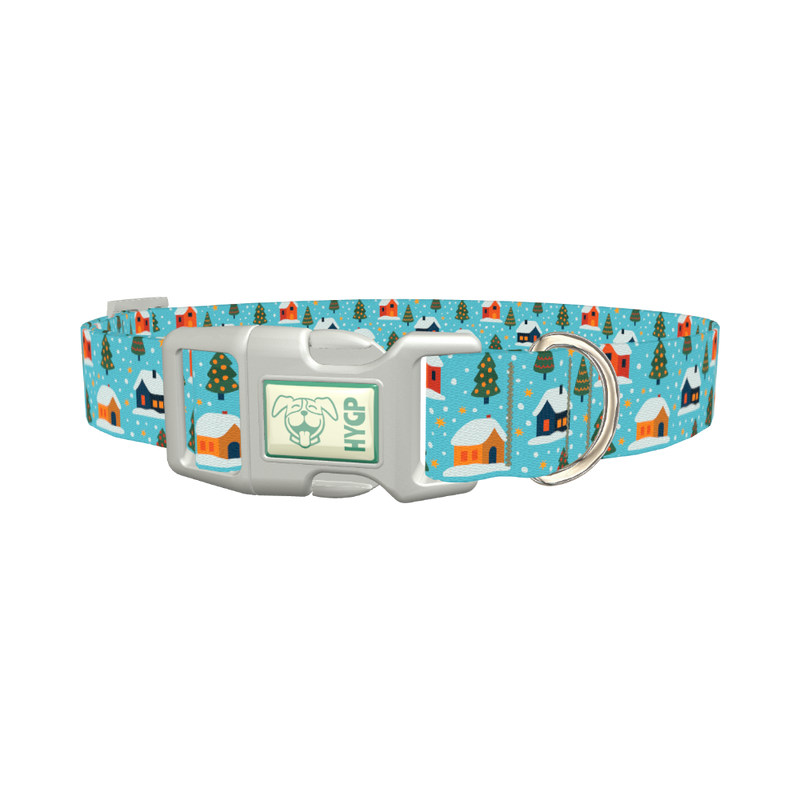 Christmas Village Dog Collar - plastic silver