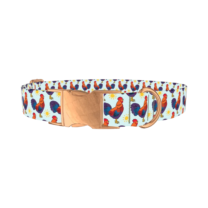 Rooster Sun Dog Collar - metal rose gold