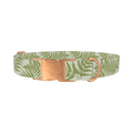 Green Fern Pattern Dog Collar - metal rose gold