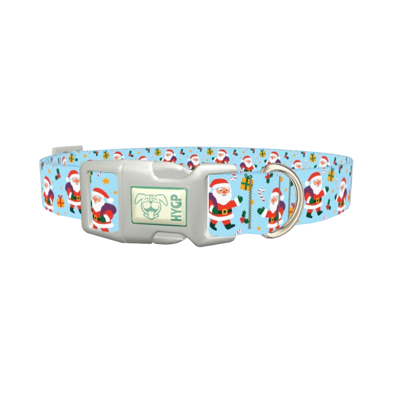 Christmas Santa Stars Dog Collar - plastic silver