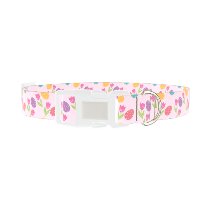 Easter Floral Dog Collar - plastic silver