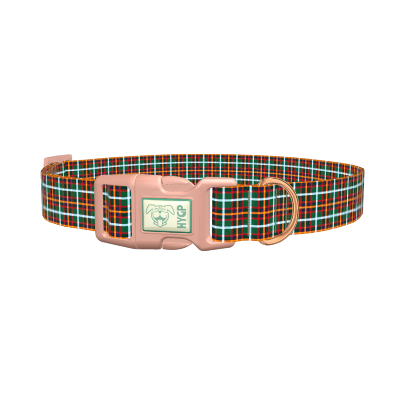 Festive Yellow Cross Dog Collar - plastic rose gold