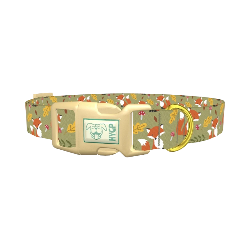 Woodland Fox Dog Collar - plastic gold