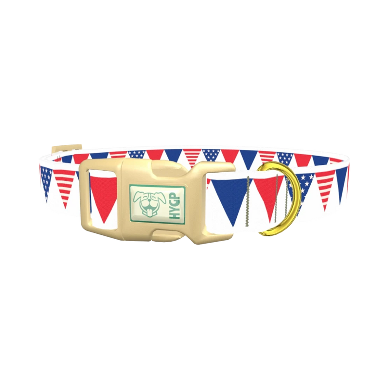 Patriotic Stars and Stripes Dog Collar - plastic gold