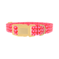 Pink Love Heart Dog Collar - plastic gold