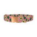 Pink Avocado Print Dog Collar - metal rose gold