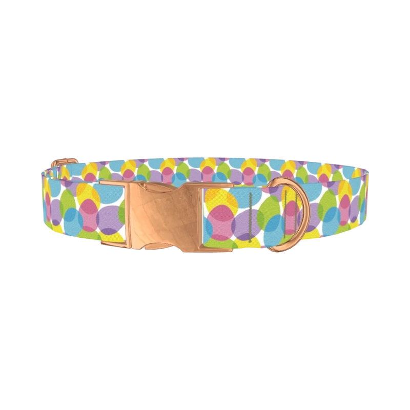 Pastel Easter Egg Dog Collar - metal rose gold