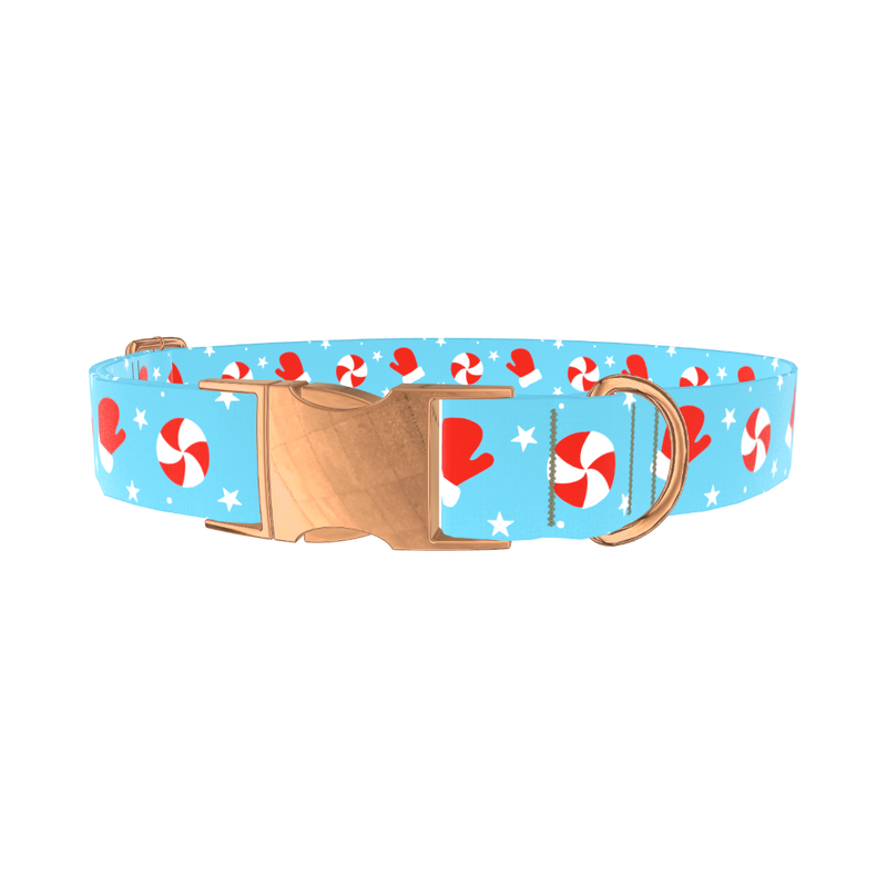 Peppermint Mitten Dog Collar - metal rose gold