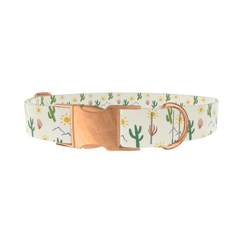 Sunny Cactus Dog Collar - metal silver