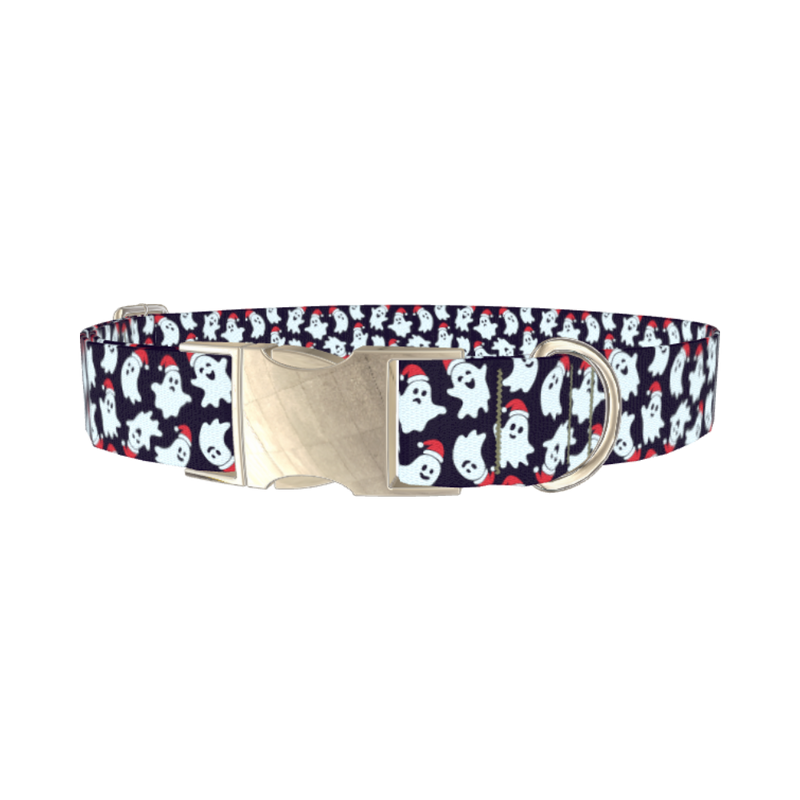 Christmas Ghost Dog Collar - metal silver