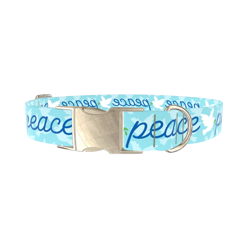 Peace Dove Dog Collar - metal gold