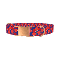 Navy Heart Pattern Dog Collar - metal rose gold